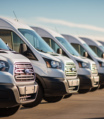 Fleet of B2B delivery vans ready for business-to-business logistics in the GTA
